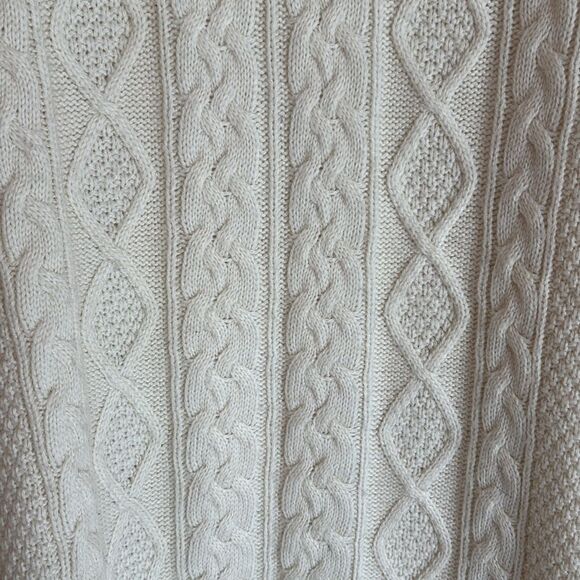 Saks Fifth Avenue Women Ivory quarter Zip Up Cable Knit wool blend Sweater XL - Picture 4 of 9